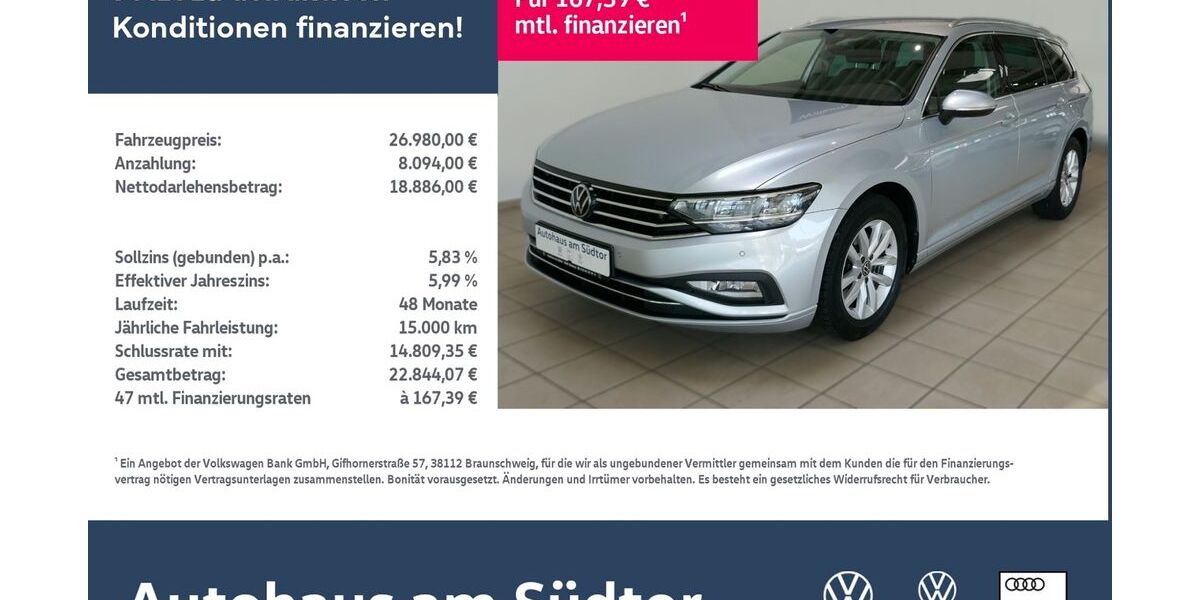 VW Passat Variant 47.453 km 26.450 &euro; Rietberg 33397