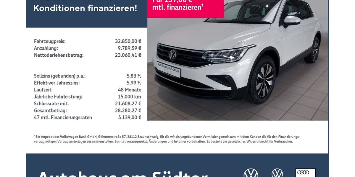 VW Tiguan 20.500 km 31.980 &euro; Rietberg 33397