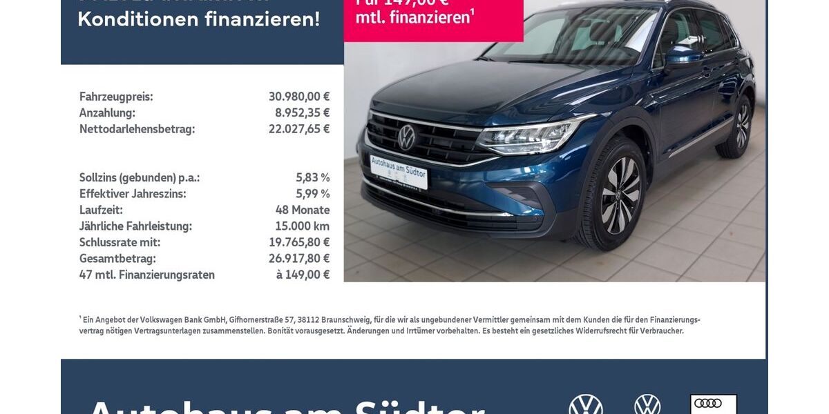 VW Tiguan 32.500 km 29.980 &euro; Rietberg 33397